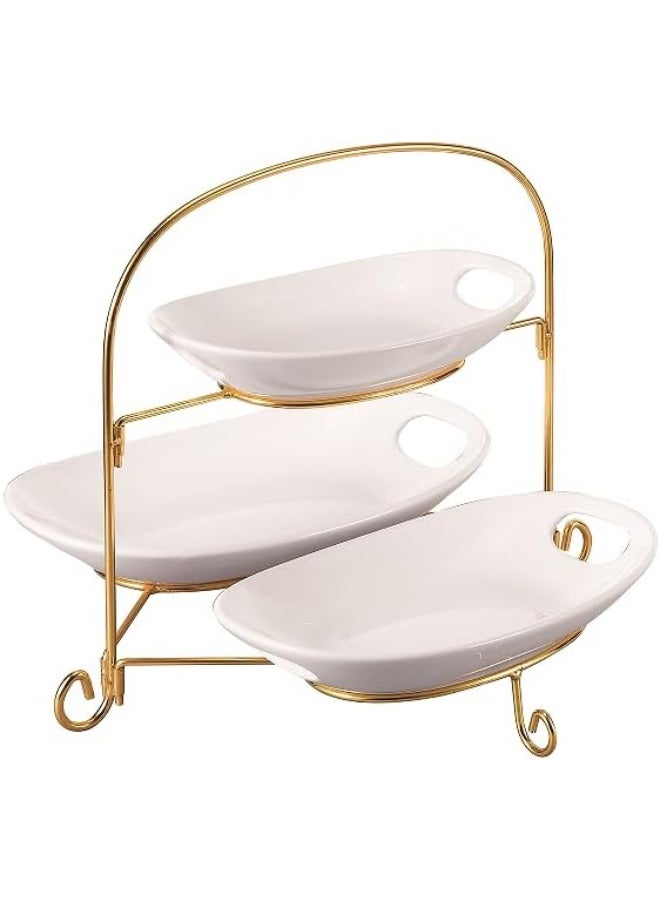 3 Tier Serving Set With Gold Stand Buffet Server Fruit Bowl