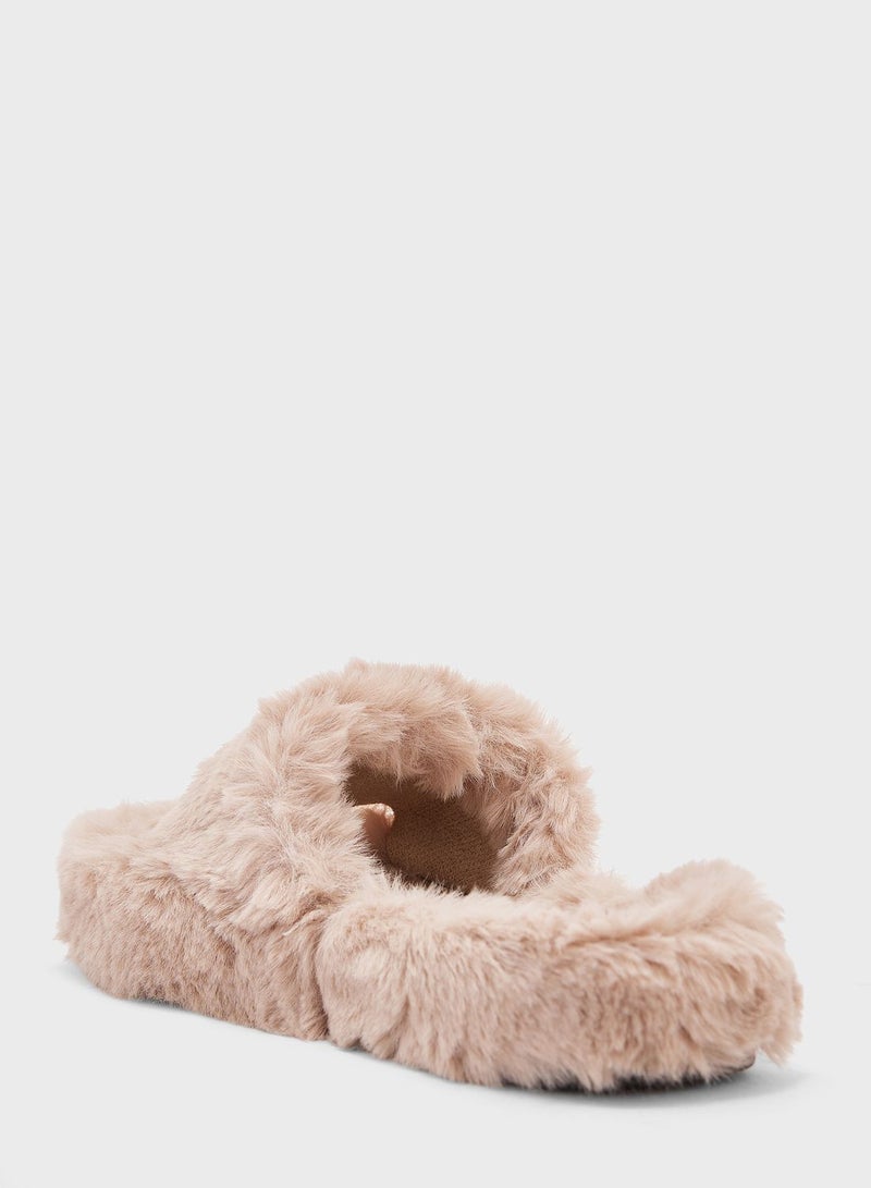 Diamante Fluffy Bedroom Slippers