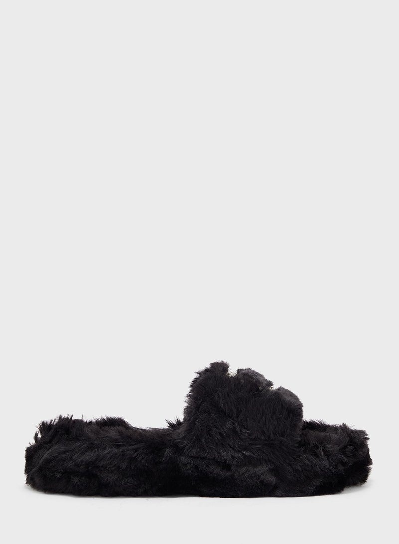 Diamante Fluffy Bedroom Slippers