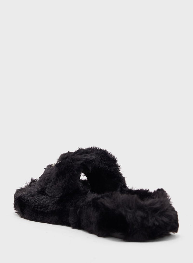 Diamante Fluffy Bedroom Slippers