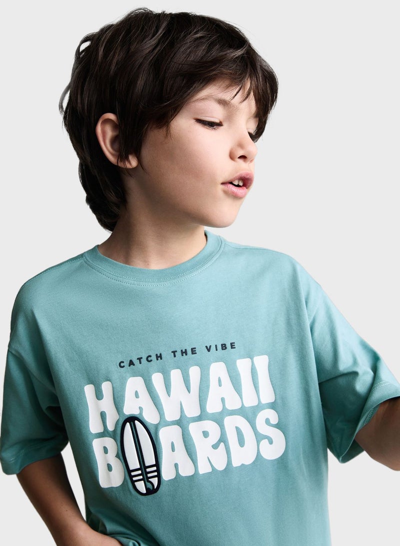 Kids Printed Message Crew Neck T-Shirt