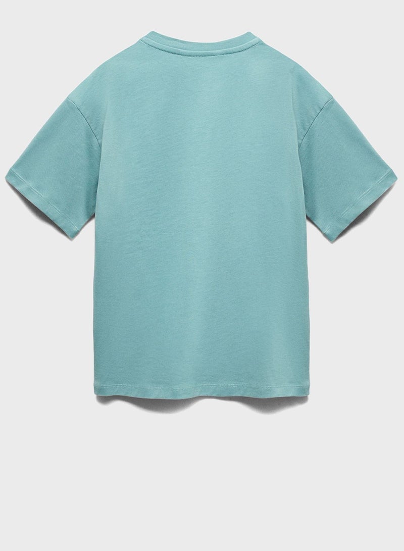 Kids Printed Message Crew Neck T-Shirt