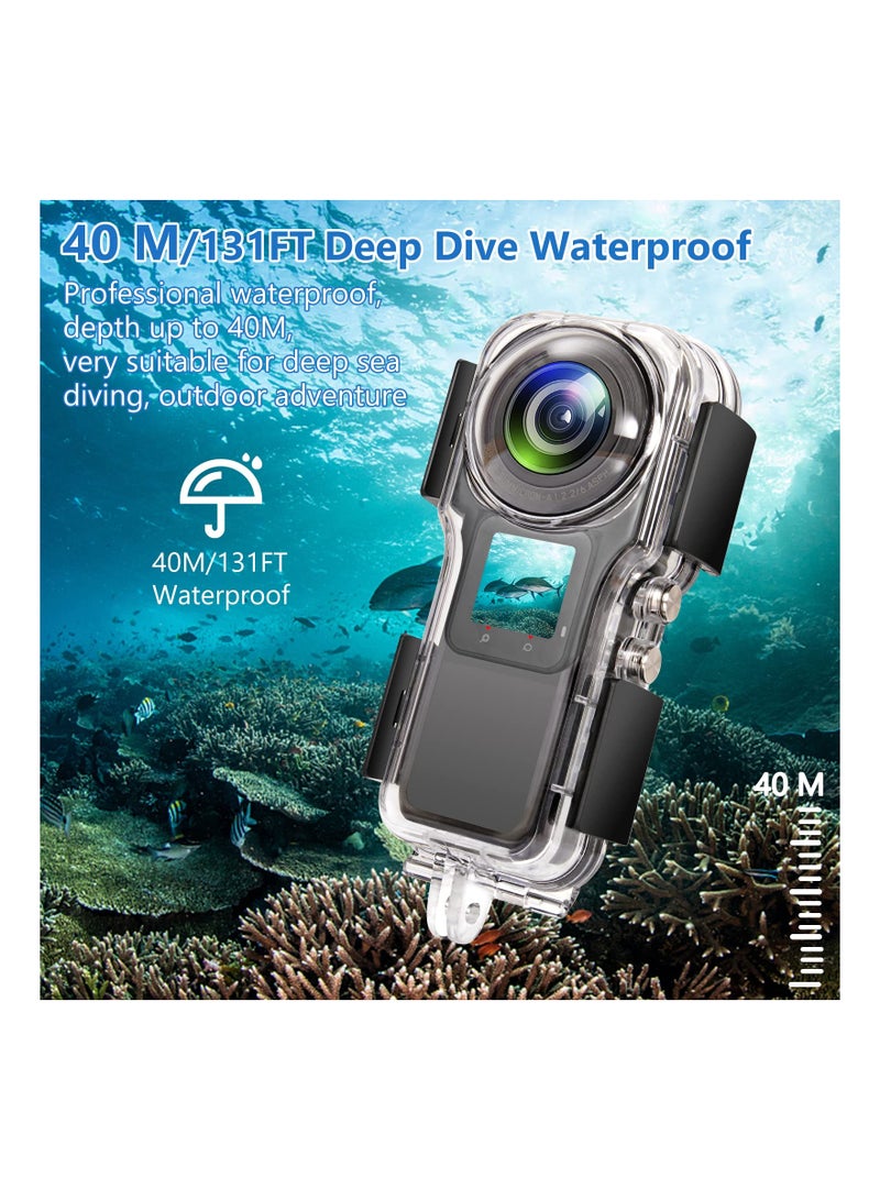 40M/131FT Waterproof Housing Case for Insta360 One RS 1-Inch 360 Edition, Protective Underwater Dive Case Underwater Photography Housings with Bracket Accessories