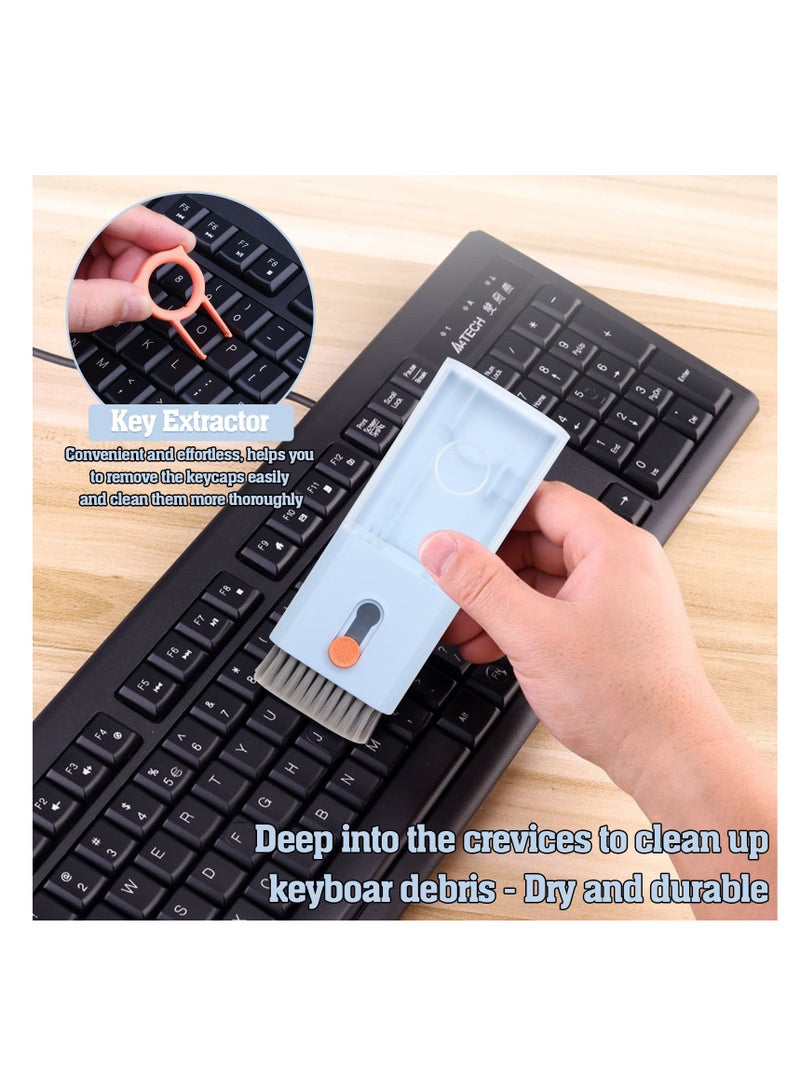 10-in-1 Keyboard Screen Cleaner Kit, Multifunctional Laptop Cleaning Brush with Keycap Puller and Brush, Screen Wipe Tools for MacBook, Tablet, PC, Phones, Earphone