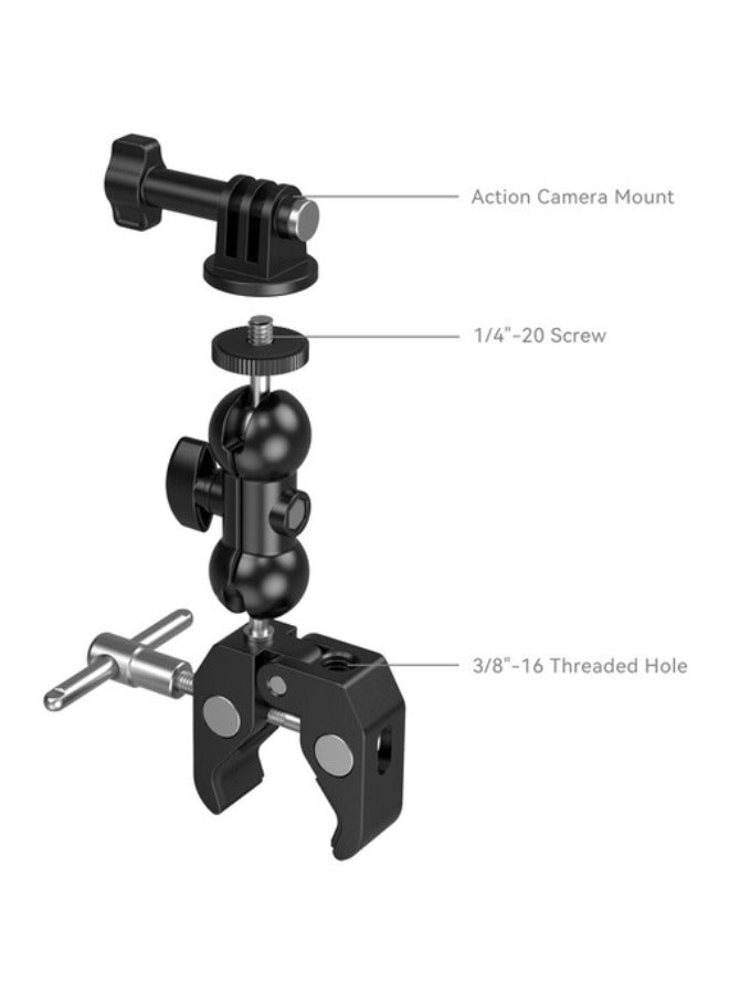 Crab-Shaped Super Clamp With Ball Head Magic Arm, Action Mount & Phone Holder Kit