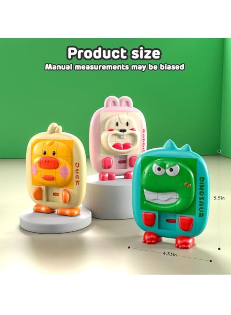 3Pcs Slide Puzzle, Animal Brain Teaser Puzzles, Develop Fine Motor Skills, Educational Games for Kids, Travel Games, Challenging Puzzle, for ages 3-5 4-8 Boys Girls, for Game Nights