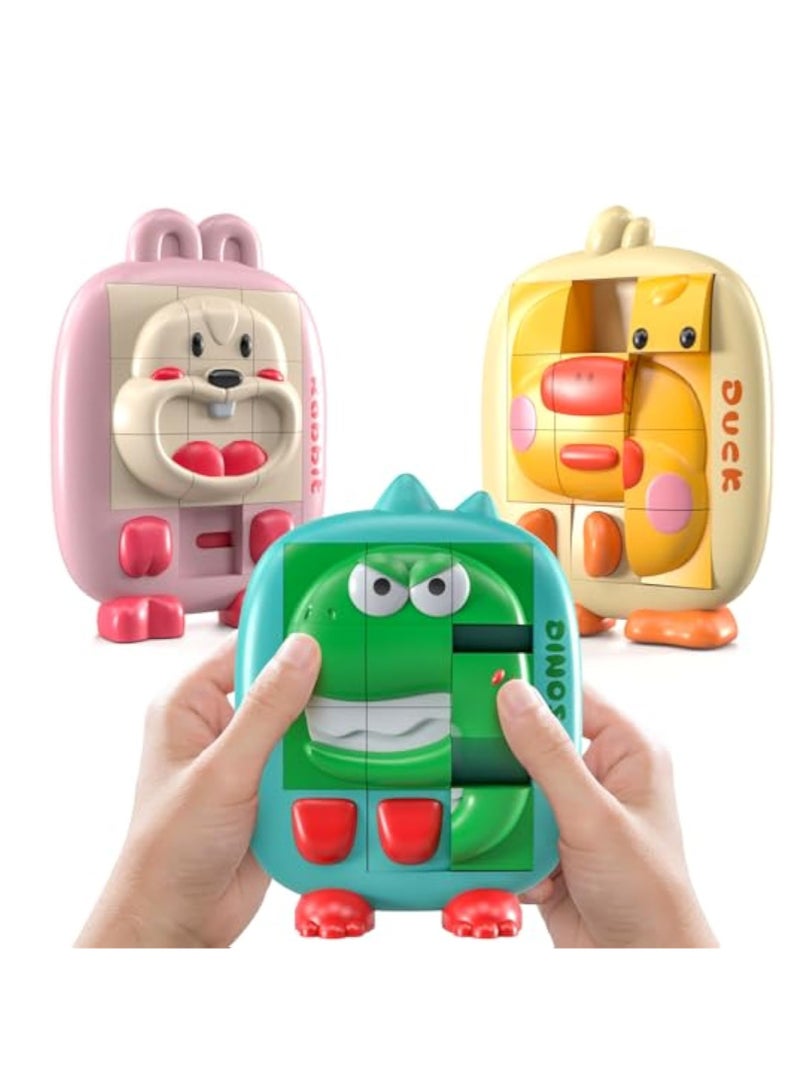 3Pcs Slide Puzzle, Animal Brain Teaser Puzzles, Develop Fine Motor Skills, Educational Games for Kids, Travel Games, Challenging Puzzle, for ages 3-5 4-8 Boys Girls, for Game Nights