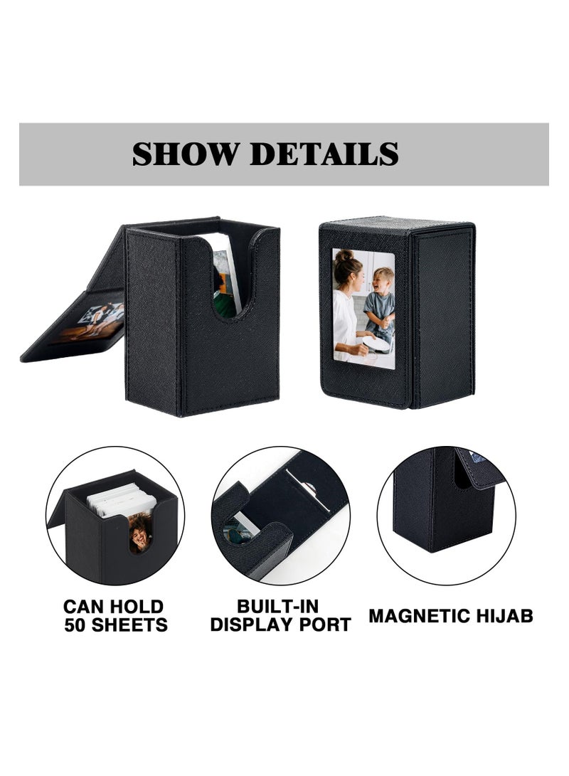 Mini 3 inch Film Picture Holder Case, Functional Storage Case for Fujifilm Instax Mini 12/11/99/90/EVO Camera Film Accessories Photo Pouch Protection Case Can hold 50+ films (Black)