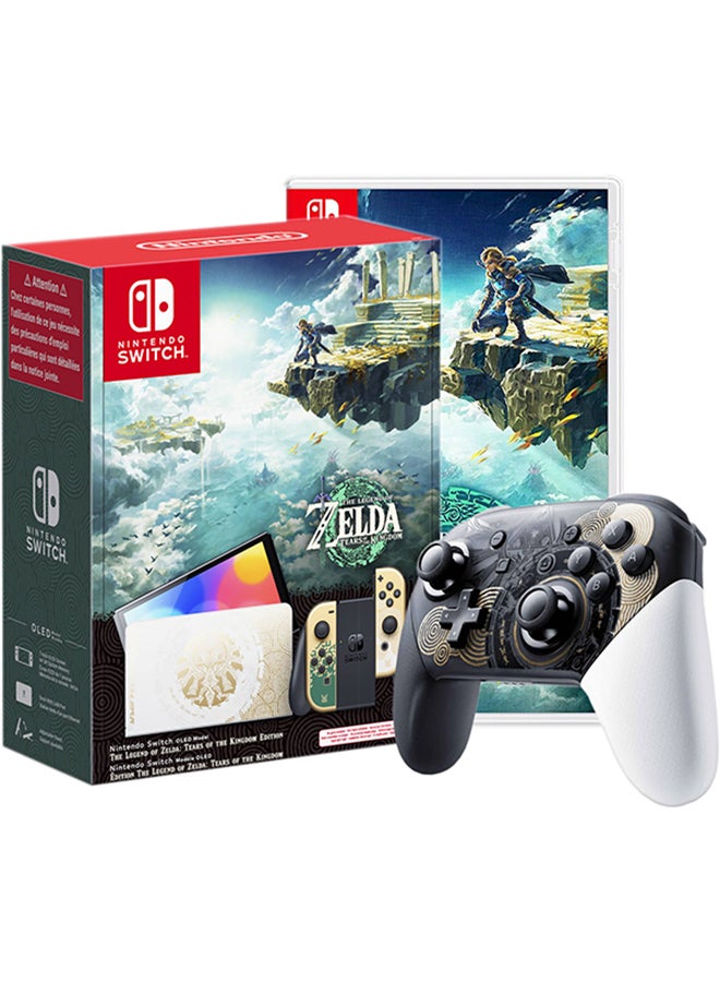 Nintendo Switch OLED The Legend of Zelda Tears of the Kingdom Edition plus Nintendo Legend of Zelda game and Nintendo Pro Controller