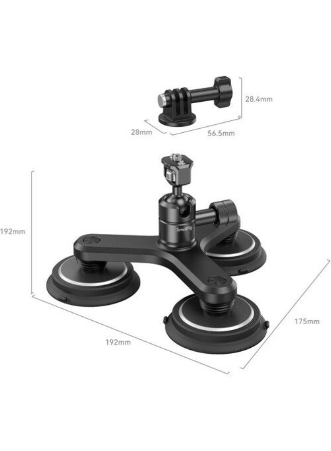 Triple Magnetic Suction Cup Mounting Support Set For Action Cameras