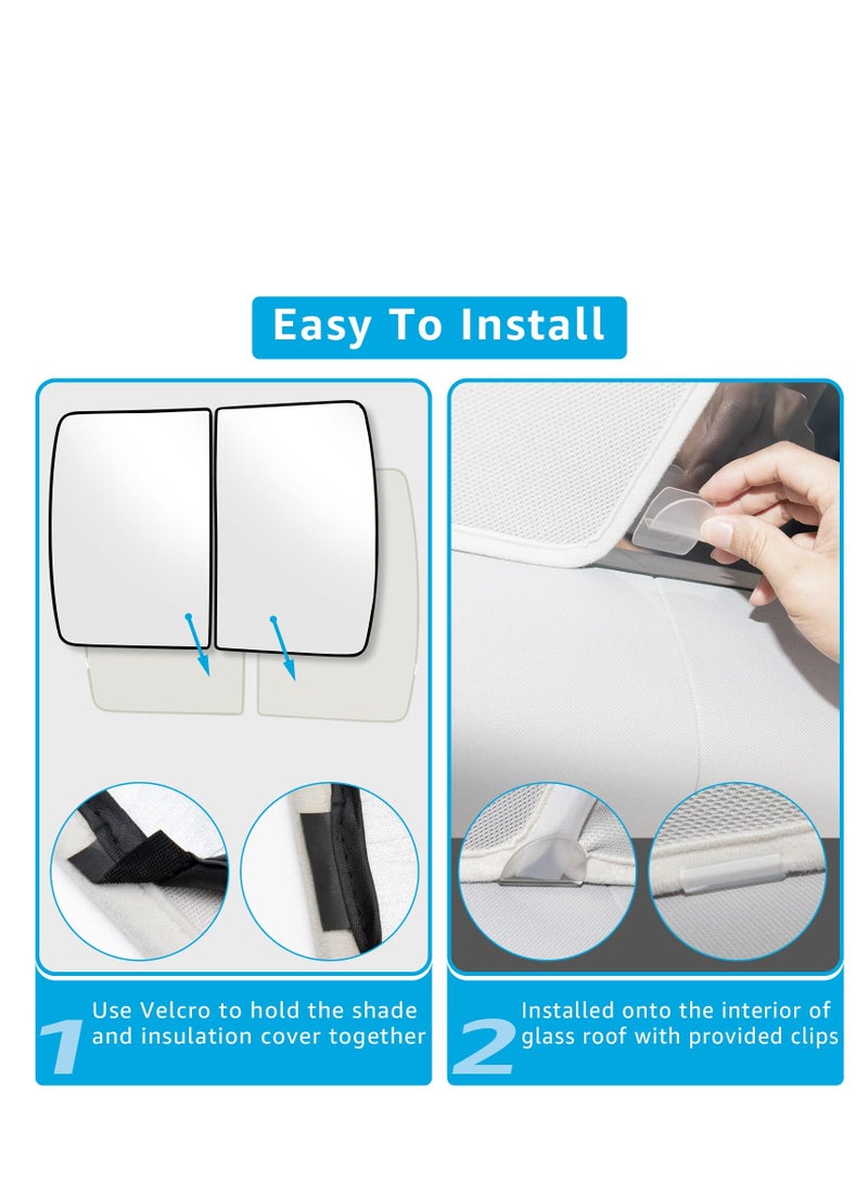 Roof Sunshades for Tesla Model Y 2023, Glass Roof Sunshade, Front & Rear Top Windows Sun Shade, Won't Sag with Skylight Reflective Covers (13 Snap Accessories)
