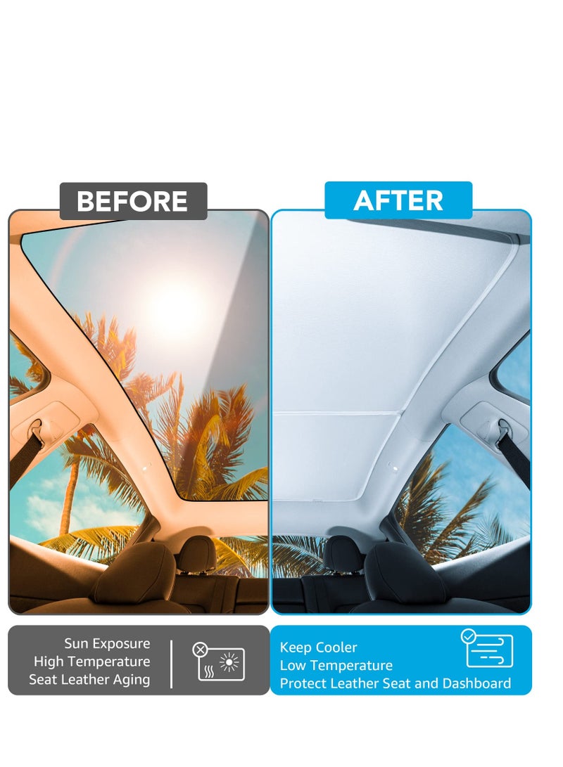 Roof Sunshades for Tesla Model Y 2023, Glass Roof Sunshade, Front & Rear Top Windows Sun Shade, Won't Sag with Skylight Reflective Covers (13 Snap Accessories)