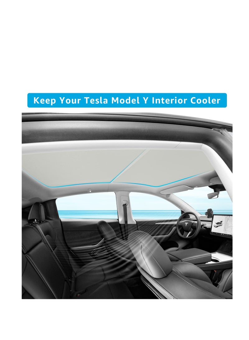 Roof Sunshades for Tesla Model Y 2023, Glass Roof Sunshade, Front & Rear Top Windows Sun Shade, Won't Sag with Skylight Reflective Covers (13 Snap Accessories)