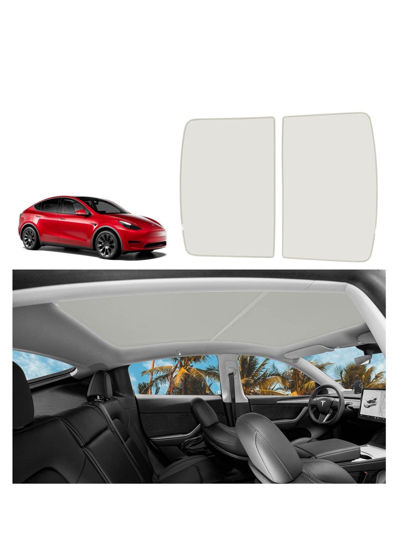 Roof Sunshades for Tesla Model Y 2023, Glass Roof Sunshade, Front & Rear Top Windows Sun Shade, Won't Sag with Skylight Reflective Covers (13 Snap Accessories)