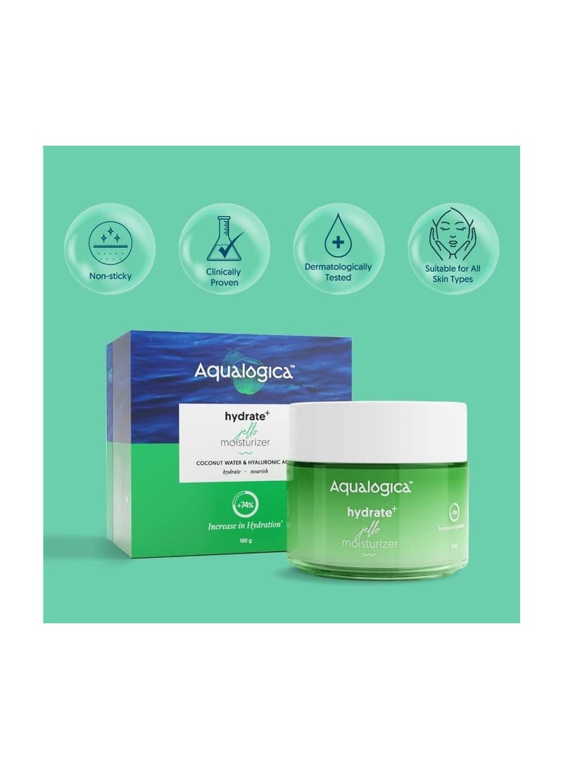 Aqualogica Hydrate+ Gel Moisturizer with Coconut Water & Hyaluronic Acid for Deep Hydration | Oil-Free Formula | 100g