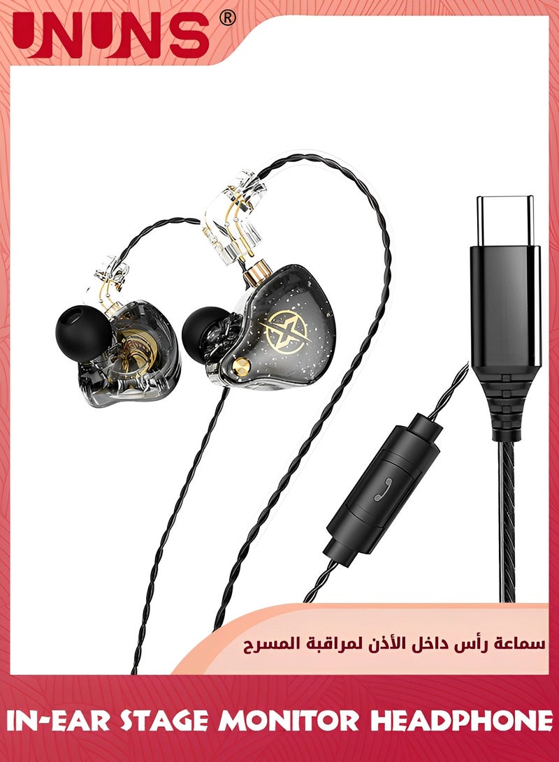 In Ear Headphones,Type C Earbuds Wired Earphone,USB C Headphones,DJ Stage Earbuds,Noise Isolating Headset for Running Gym Workouts,USB Type C Headset With Microphone/3-Button Remote,Black 1.2M