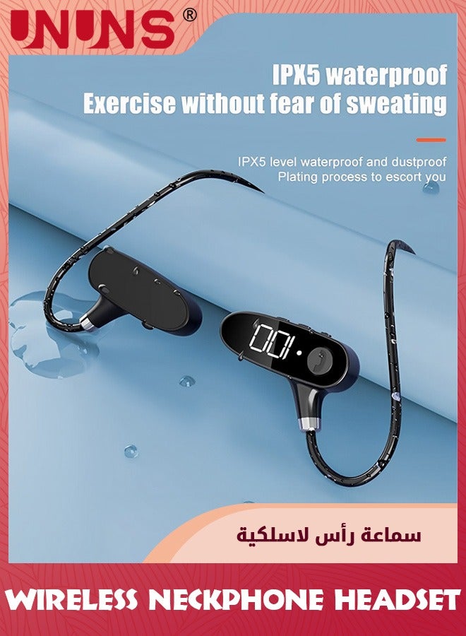 Bone Conduction Headphones,Wireless Air Conduction Earphones Bluetooth 5.3 Headset,HiFi Stereo Sound Open Ear Headphone,Waterproof Sports Headset With Digital Display,For Running Cycling Hiking