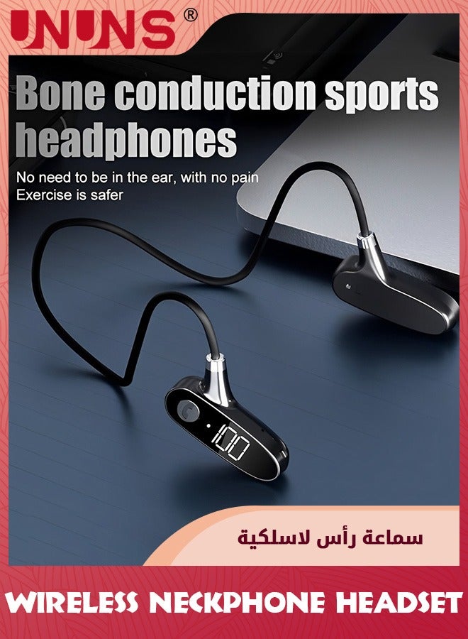 Bone Conduction Headphones,Wireless Air Conduction Earphones Bluetooth 5.3 Headset,HiFi Stereo Sound Open Ear Headphone,Waterproof Sports Headset With Digital Display,For Running Cycling Hiking