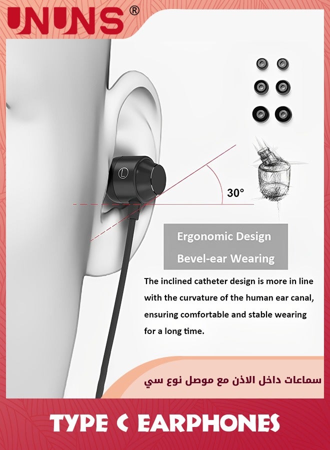 Wired Earbuds With USB-A to C Adapter,3.5mm Aux+USB-C+USB-A In-Ear Headphones Compatible With Mac Laptop PC Samsung Smartphones,Advanced DAC Sound Card,3-in-1 Earphones For Home Office Online Meeting