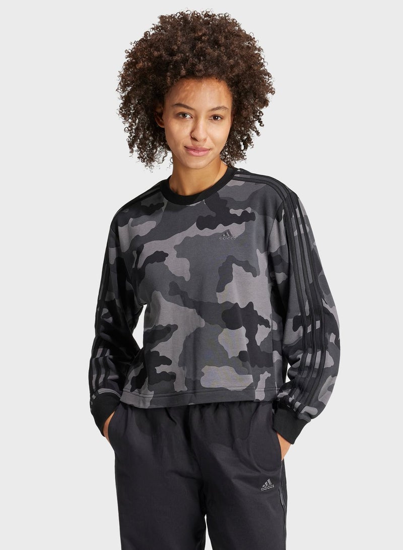 Essentail 3 Stripe Camo Sweatshirt