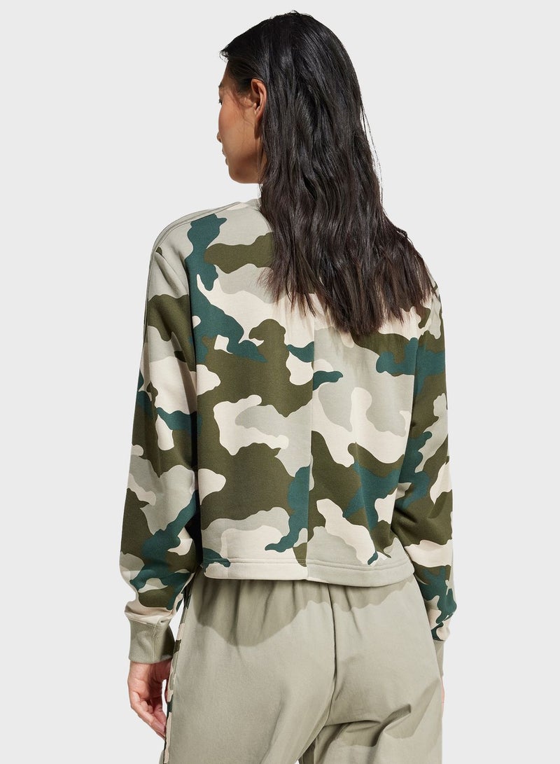 Essentail 3 Stripe Camo Sweatshirt