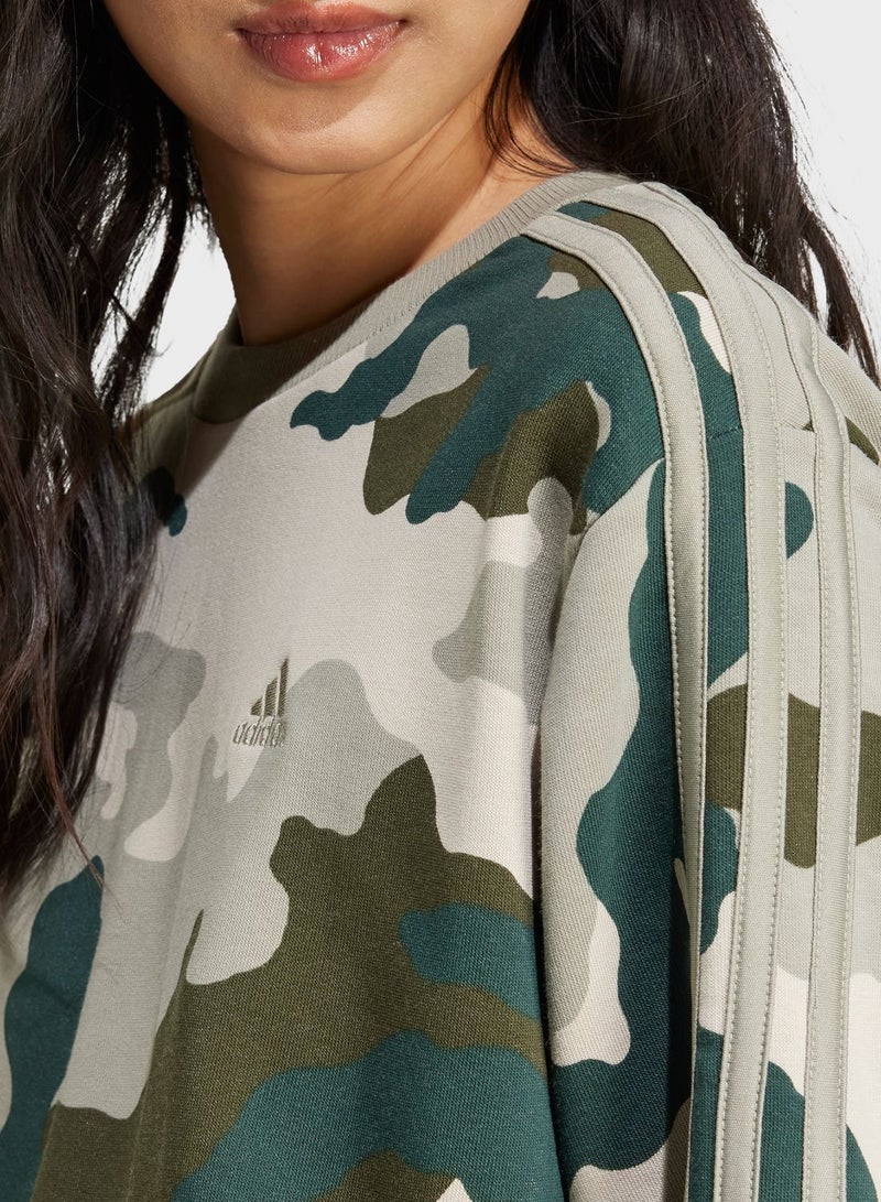 Essentail 3 Stripe Camo Sweatshirt