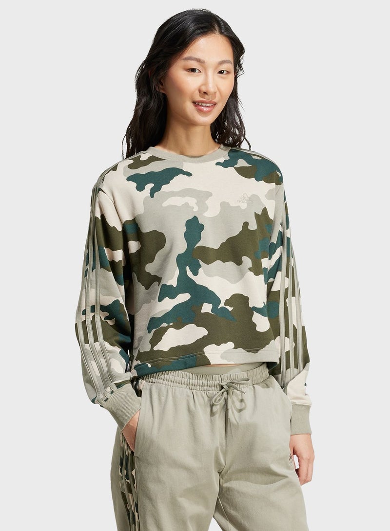 Essentail 3 Stripe Camo Sweatshirt