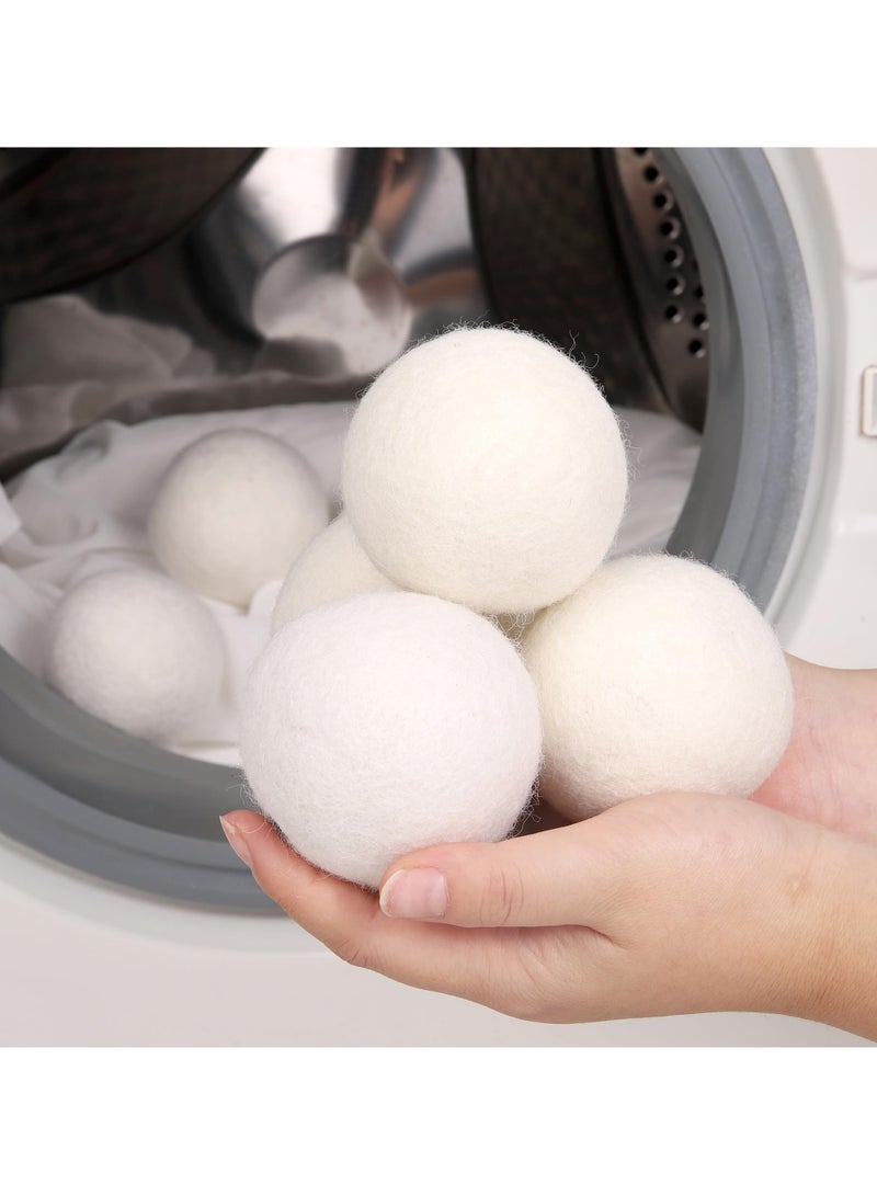 Wool Dryer Balls 6 Pack, Laundry Reusable Reduce Clothing Wrinkles, Wool Balls for Dryer, Natural Fabric Softener, New Zealand Wool, Saving Drying Time, Lint Free, Anti Static, Dryer Balls for Dryers