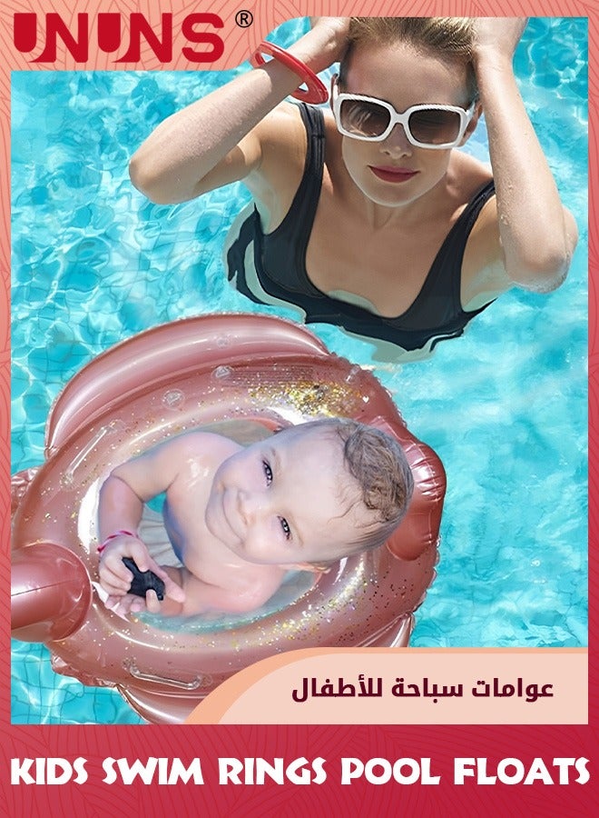 Baby Pool Float With Canopy,Kids Inflatable Swimming Ring,Infant Pool Floaties Swim Pool Ring With Sunshade And Seat,Summer Activity Outdoor Water Bath Toys For Girls Boys 1-6 Year,Gold Flamingo