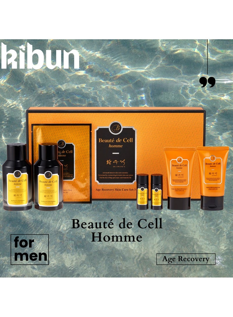 Beaute de cell Homme Age Recovery Men Skin Care Set-3 | Caviar Extract | Refreshingly moisturizing | vitalizing anti-aging | Calms and hydrates dry skin | All skin types