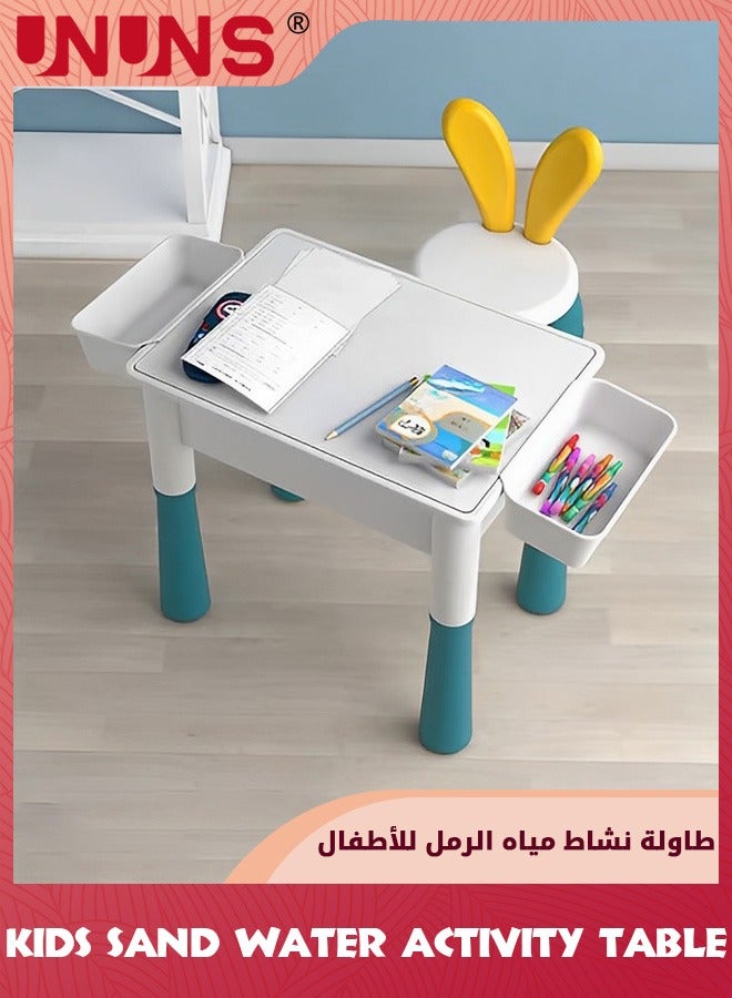 Small Activity Table For Toddlers 1-3,Kids Multi-Functional Table And Chair,Playing Building Blocks,Marble Run Toy,Sand&Water,Color Dough,Drawing&Learning,Boy Girl Study Activity Table