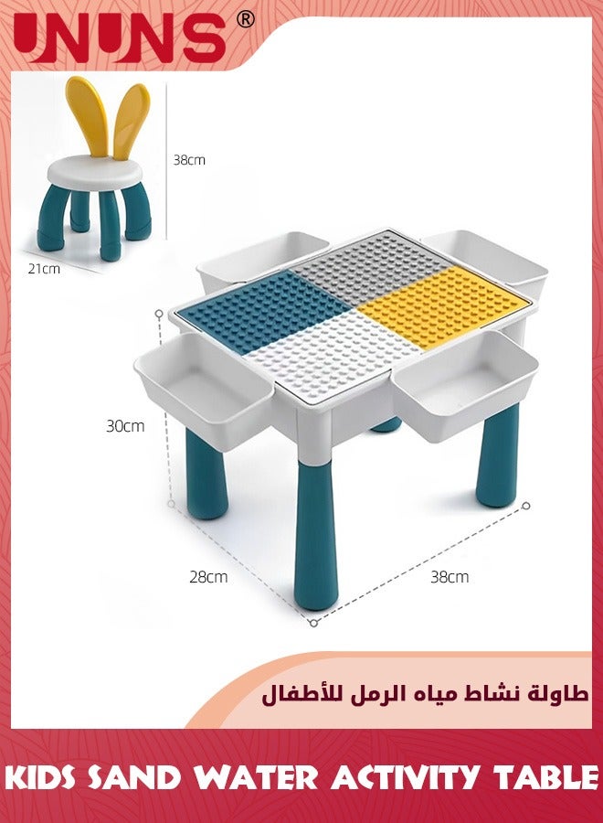 Small Activity Table For Toddlers 1-3,Kids Multi-Functional Table And Chair,Playing Building Blocks,Marble Run Toy,Sand&Water,Color Dough,Drawing&Learning,Boy Girl Study Activity Table