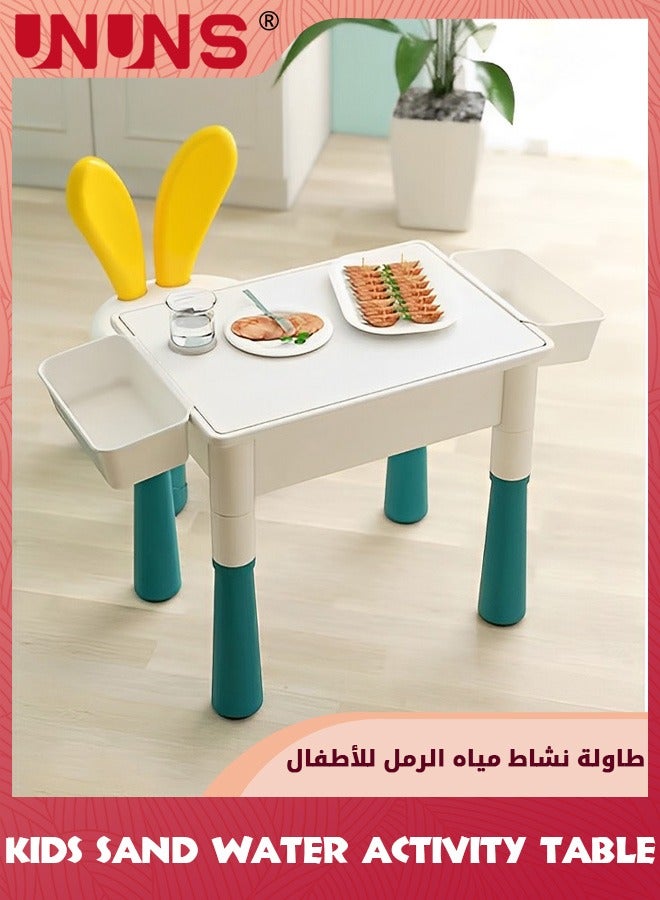 Small Activity Table For Toddlers 1-3,Kids Multi-Functional Table And Chair,Playing Building Blocks,Marble Run Toy,Sand&Water,Color Dough,Drawing&Learning,Boy Girl Study Activity Table