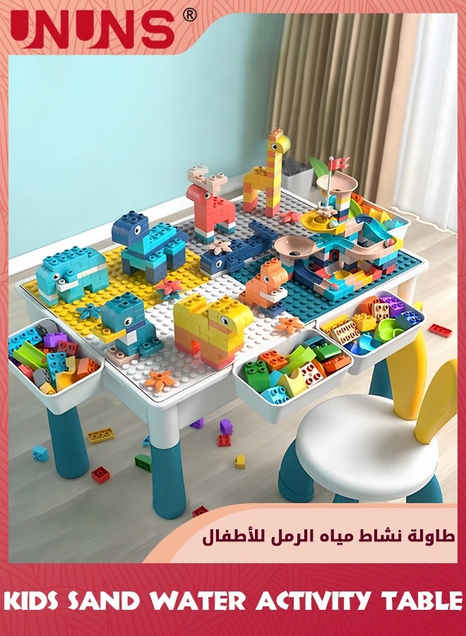 Small Activity Table For Toddlers 1-3,Kids Multi-Functional Table And Chair,Playing Building Blocks,Marble Run Toy,Sand&Water,Color Dough,Drawing&Learning,Boy Girl Study Activity Table