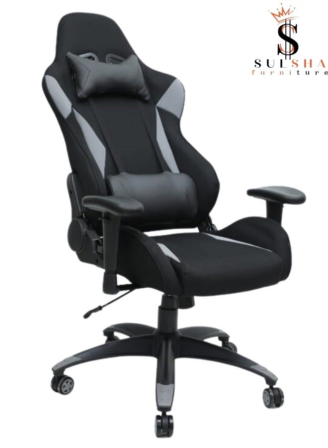 Executive Ergonomic Computer Desk Chair, Office Chair and Gaming Chair with headrest back comfort and lumbar support Black Grey