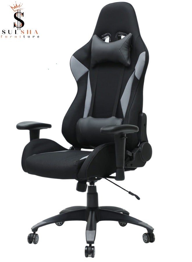 Executive Ergonomic Computer Desk Chair, Office Chair and Gaming Chair with headrest back comfort and lumbar support Black Grey