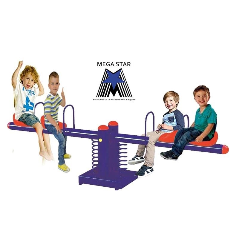 Megastar Double Springs Happy Metal See Saw- 4 seats 300 x 40 x 85cm