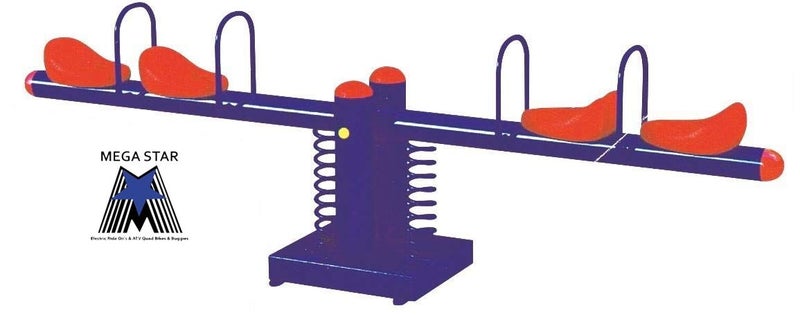 Megastar Double Springs Happy Metal See Saw- 4 seats 300 x 40 x 85cm