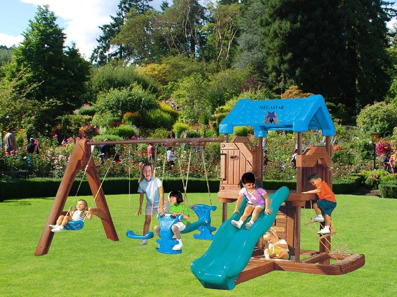 Megastar Tower Play Arena with Swings Slides & Rope  Climber 461X300X128cm