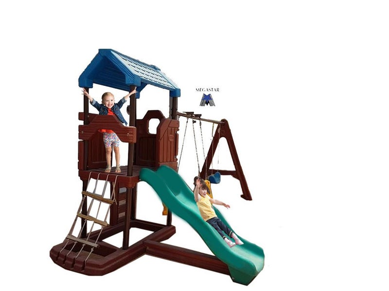 Megastar Tower Play Arena with Swings Slides & Rope  Climber 461X300X128cm