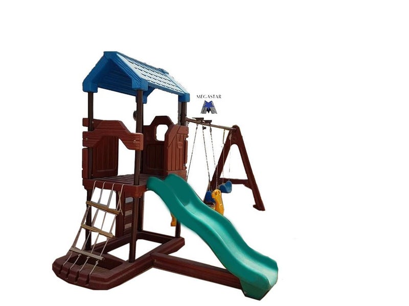 Megastar Tower Play Arena with Swings Slides & Rope  Climber 461X300X128cm