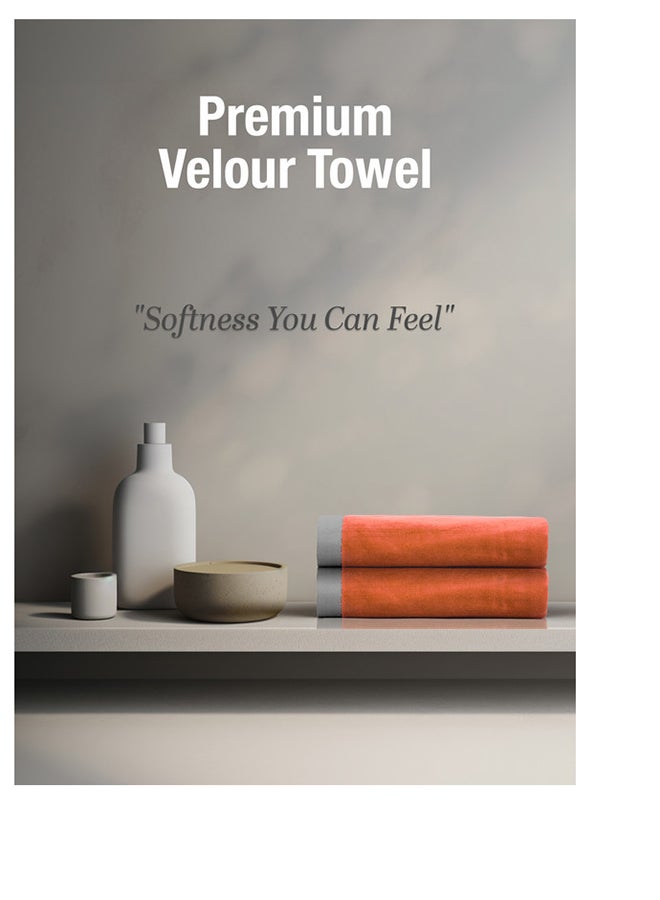 2 Piece Oversized Velour Luxury Beach Towel -Fluffy Velour Cotton 90 x 165 Cm-  450 GSM 100 % Cotton