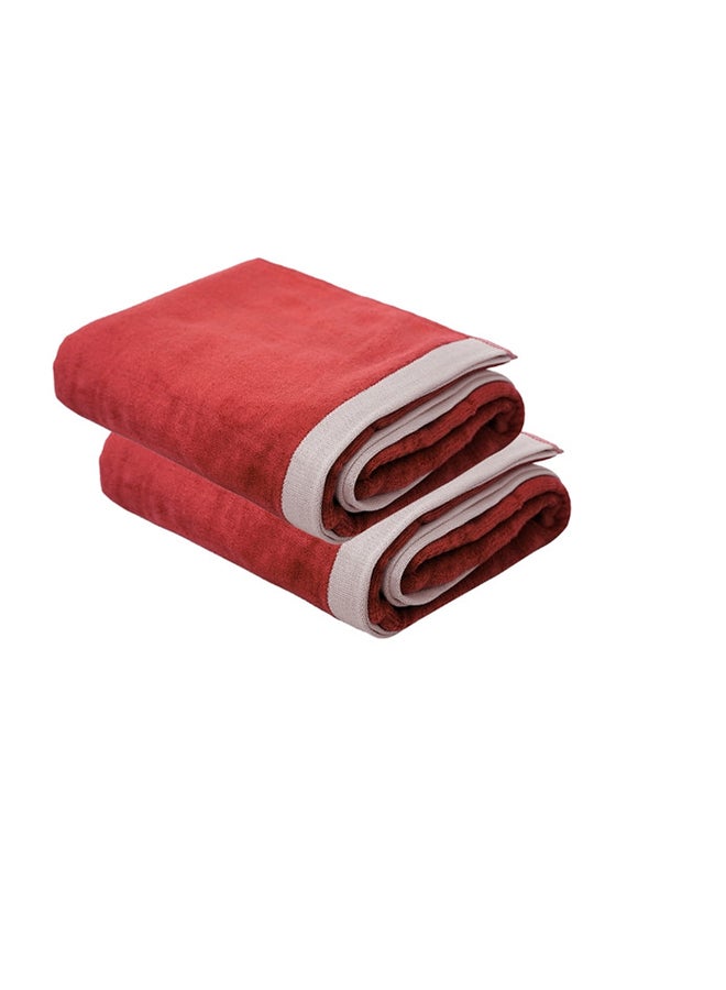 2 Piece Oversized Velour Luxury Beach Towel -Fluffy Velour Cotton 90 x 165 Cm-  450 GSM 100 % Cotton