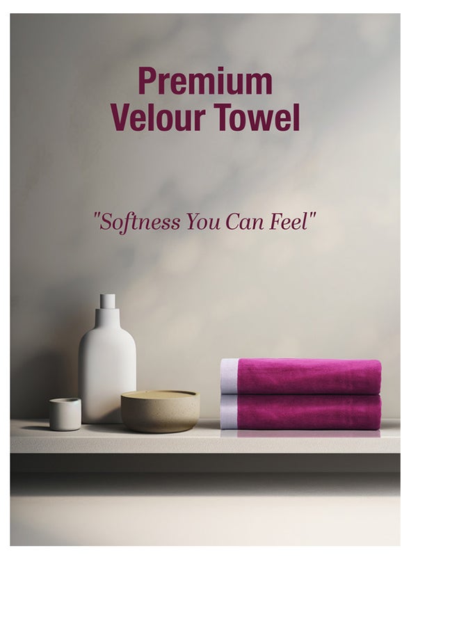 2 Piece Oversized Velour Luxury Beach Towel -Fluffy Velour Cotton 90 x 165 Cm-  450 GSM 100 % Cotton