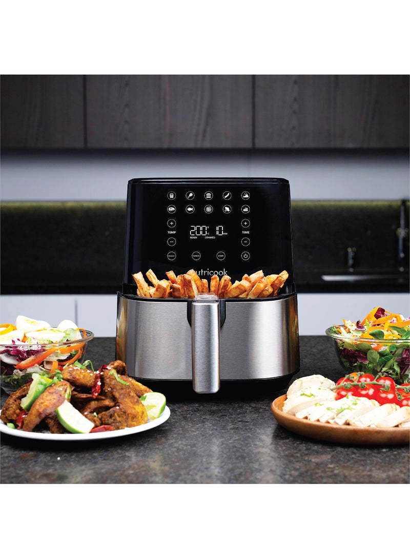 Air Fryer 2 Led One Touch Screen With 10 Presets Preheat Celsius To Fahrenheit Conversion Auto Shut Off And Shake Reminder 3.6 L 1500 W AF204 Stainless Steel