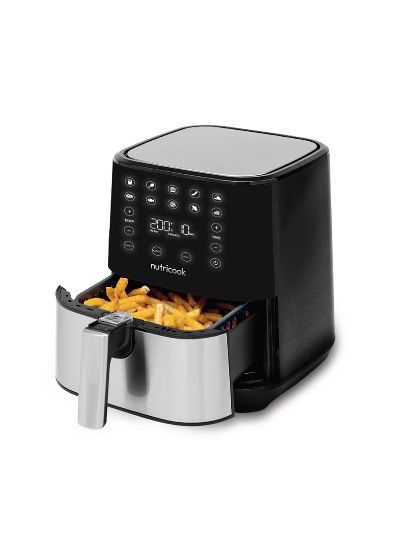 Air Fryer 2 Led One Touch Screen With 10 Presets Preheat Celsius To Fahrenheit Conversion Auto Shut Off And Shake Reminder 3.6 L 1500 W AF204 Stainless Steel