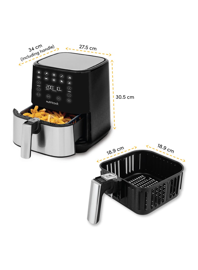 Air Fryer 2 Led One Touch Screen With 10 Presets Preheat Celsius To Fahrenheit Conversion Auto Shut Off And Shake Reminder 3.6 L 1500 W AF204 Stainless Steel