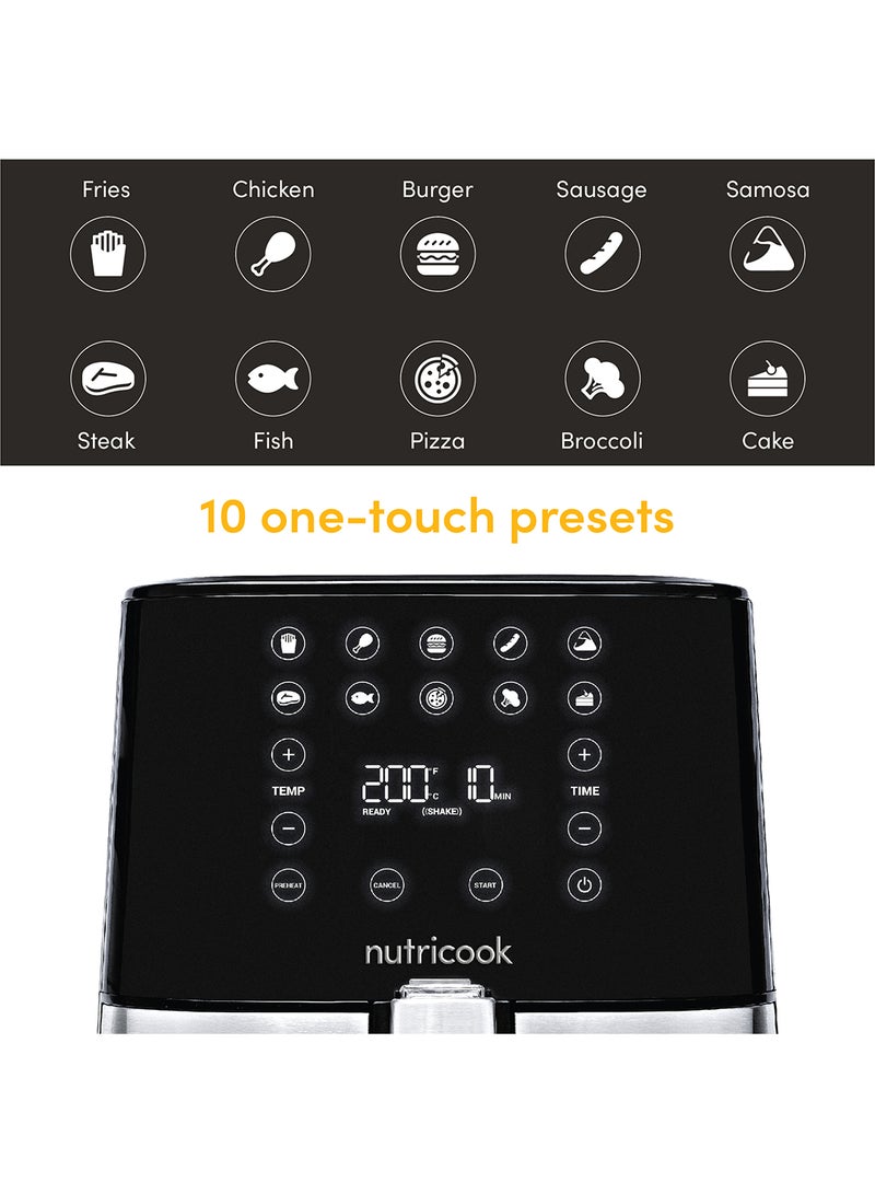 Air Fryer 2 Led One Touch Screen With 10 Presets Preheat Celsius To Fahrenheit Conversion Auto Shut Off And Shake Reminder 3.6 L 1500 W AF204 Stainless Steel