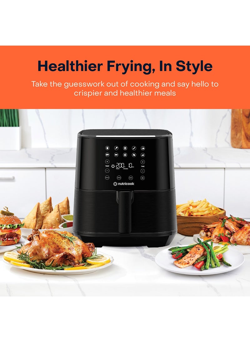 Air Fryer 2 Led One Touch Screen With 10 Presets, Preheat Celsius To Fahrenheit Conversion Auto Shut Off And Shake Reminder 5.5 L 1700 W AF205K Black