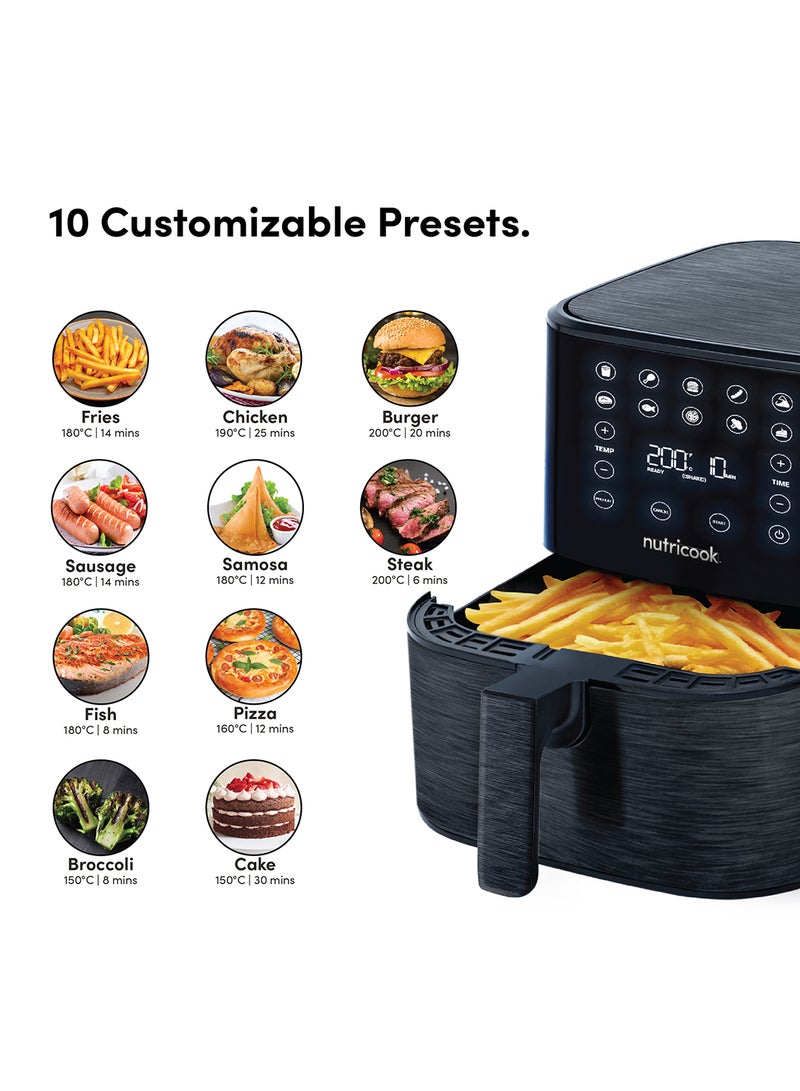 Air Fryer 2 Led One Touch Screen With 10 Presets, Preheat Celsius To Fahrenheit Conversion Auto Shut Off And Shake Reminder 5.5 L 1700 W AF205K Black